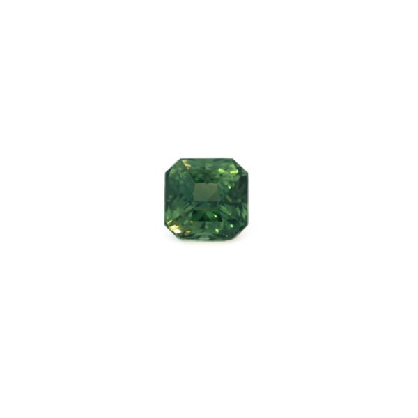 2.52 carat natural unheated green sapphire, VVS clarity, square princess cut from Sri Lanka.
