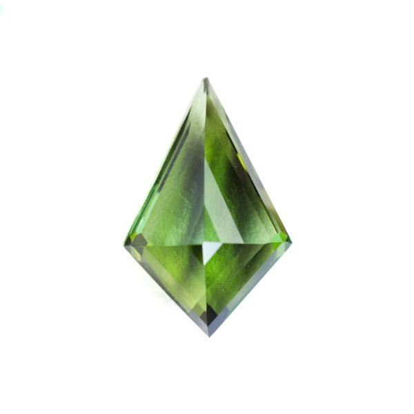 "Flawless 22mm kite-shaped green tourmaline gemstone for custom designer jewelry, unheated natural tourmaline."