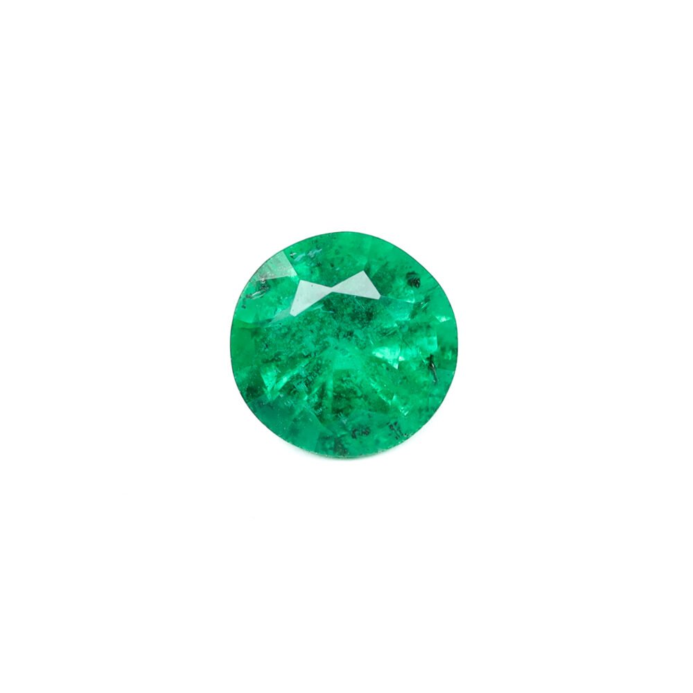 Luminous Zambian Emerald – 0.88 Carat Round Brilliant