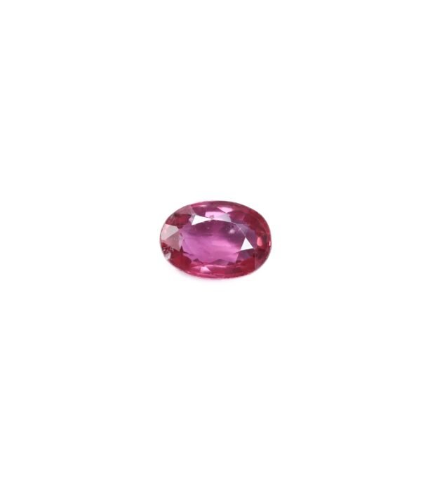 "1.05 carat natural Mozambique ruby from Perfect Shine Gems, pinkish red color, 7.1mm oval cut."