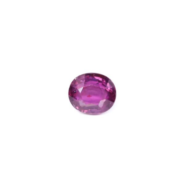 "1.25 carat natural Mozambique ruby from Perfect Shine Gems, pinkish red color, VS clarity oval cut."